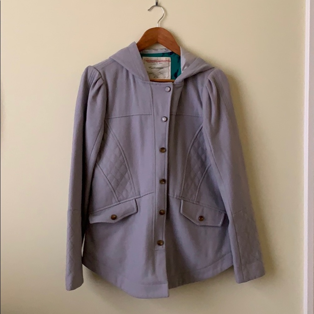 Anthropologie Cartonnier Grey Wool Hooded Jacket